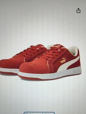 Puma Red and White Low-Top Suede Sneakers Iconic 🍒
